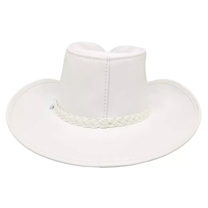 Mens White Leather Cowboy Hat