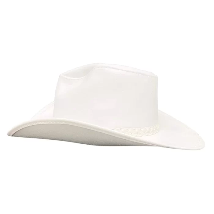 Mens White Leather Cowboy Hat