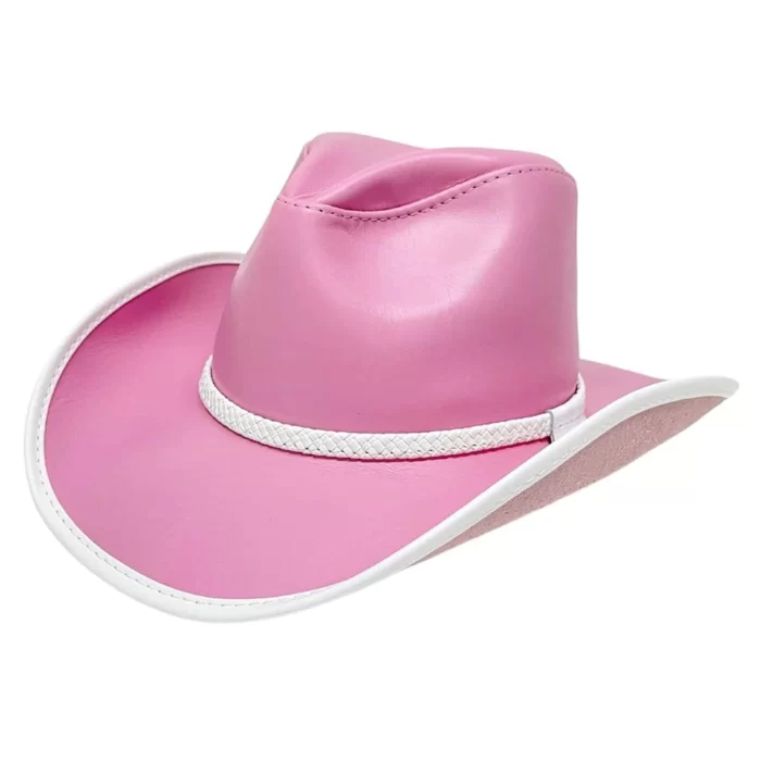 Beautiful Pink Leather Cowgirl Hat