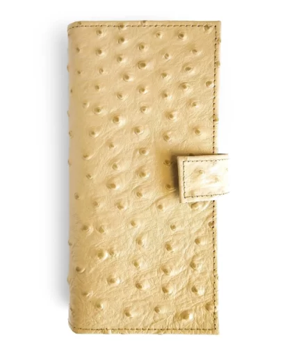 The Classic Ostrich Mobile Wallet Clutch Beige