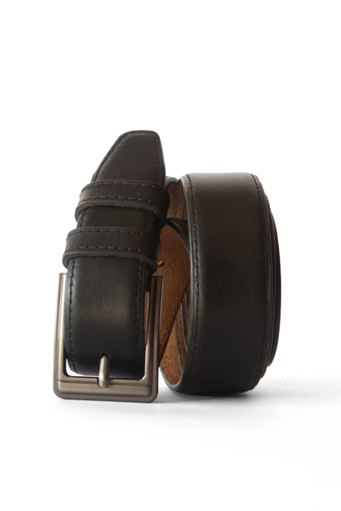 Black Single Stitch Leather Belt 