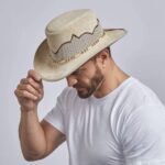 Sierra Mens Leather Cowboy Latte Hat