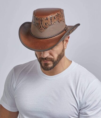 Sierra Mens Leather Cowboy Hat