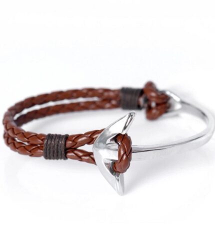 Wrist Anchor Leather Brown Bracelet