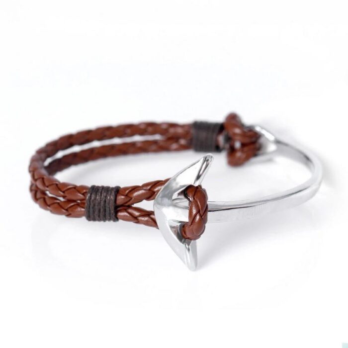 Wrist Anchor Leather Brown Bracelet