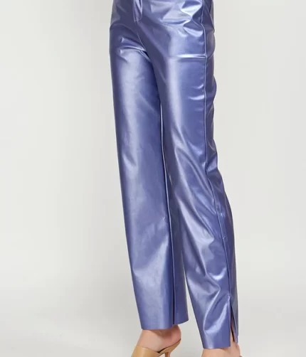 Metallic Peri Faux Leather Pants