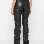 BLACK STACKED LEATHER PANTS