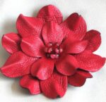 Table Decorative Red Leather Flower