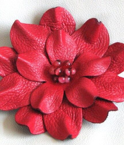 Table Decorative Red Leather Flower