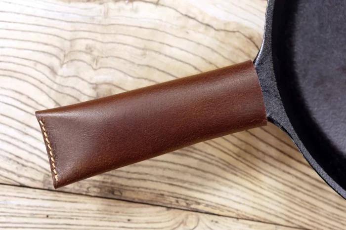 Brown Leather Skillet Pan Handle Cover