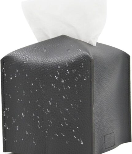 Waterproof Black Leather Square Tissue