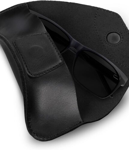 Genuine Black Leather Eyeglasses Case