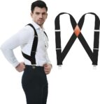 Black Leather Suspenders for Men