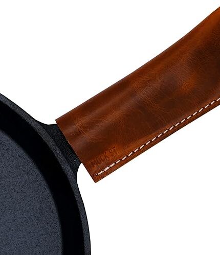 Dark Brown Leather Skillet Pan Handle