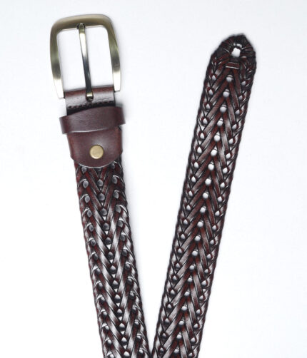 Dark Brown Braided Leather Belt