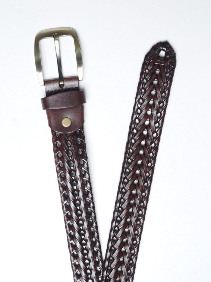 Dark Brown Braided Leather Belt