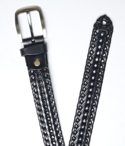 Black Branded Leather Belt