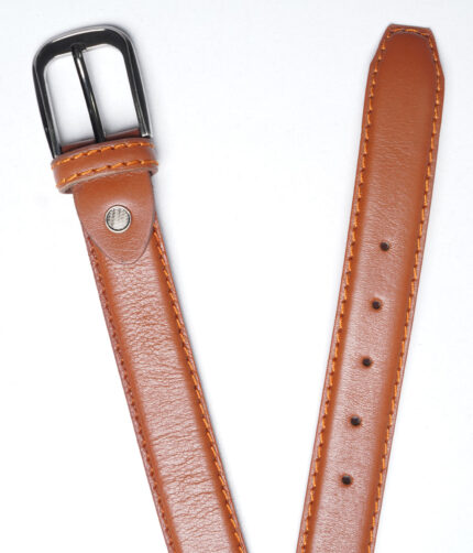 Mid Brown Plain Leather Belt
