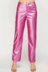 Metallic Pink Faux Leather Pants