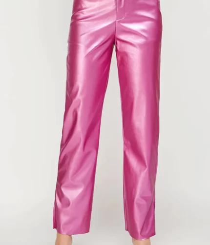 Metallic Pink Faux Leather Pants