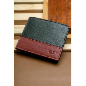 Red Tape Black Leather Two Fold Wallet