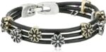 Two Tone Flower Woven Leather Bracelet