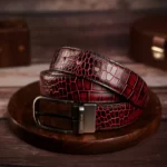 Red Leather Snake Pattern Belt