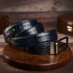 Blue Leather Snake Pattern Belt