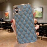 luxury square plating Blue leather case