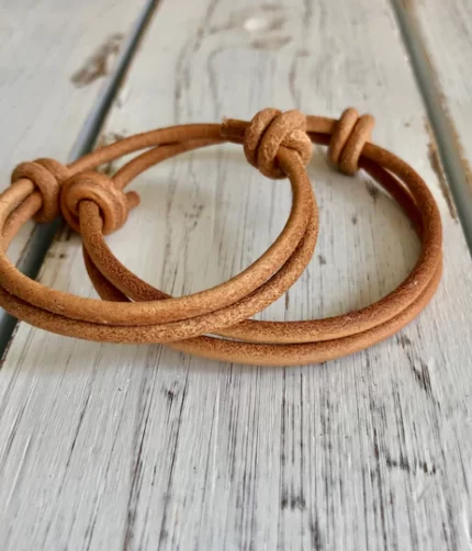 His and Hers Natural Leather Bracelet