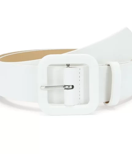 White Leather Belt For Allover Theme
