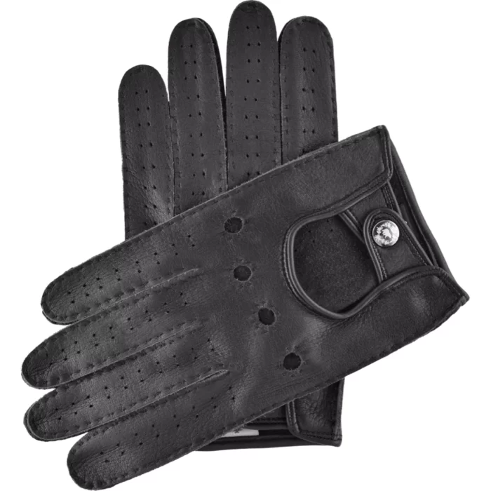 Leonardo Black Leather Driving Gloves