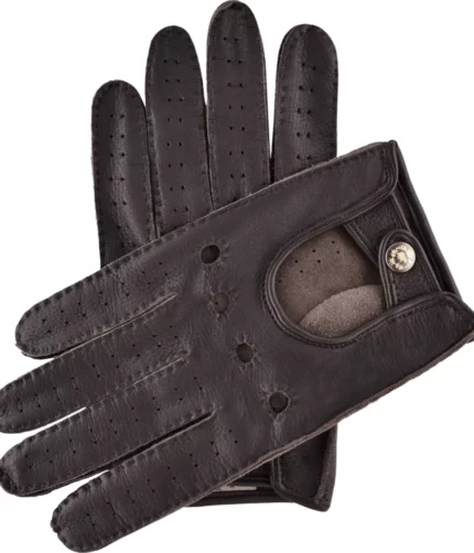 Dark Brown Leather Driving Gloves