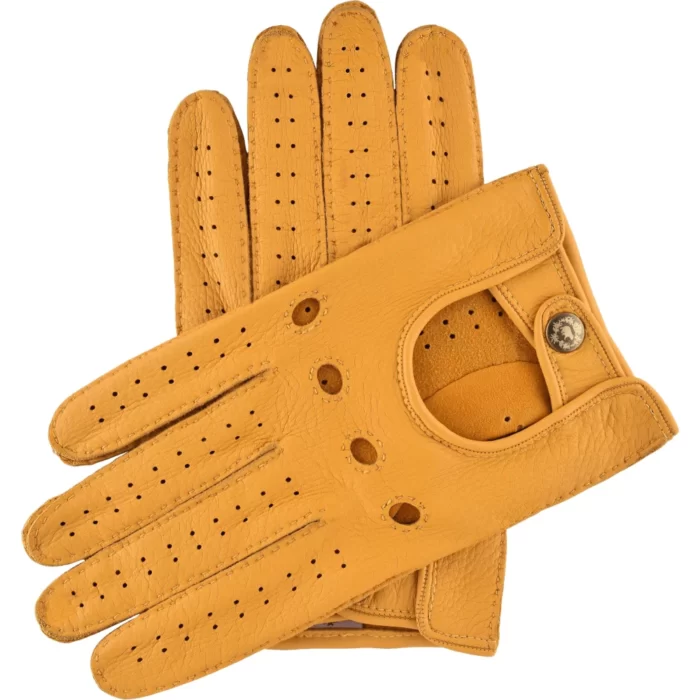 Leonardo Yellow Leather Driving Gloves