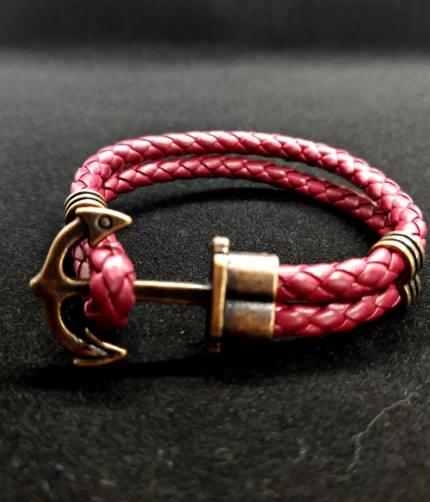 Maroon Anchor Rope Leather Bracelet