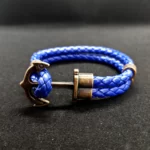 Blue Anchor Rope Leather Bracelet