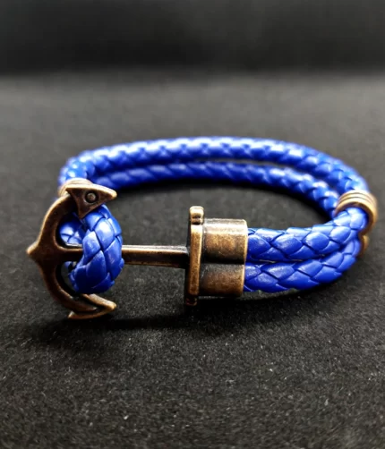 Blue Anchor Rope Leather Bracelet