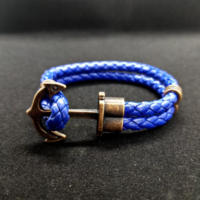 Blue Anchor Rope Leather Bracelet