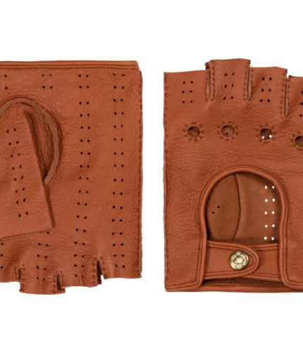 Vincenzo Brown Leather Driving Gloves
