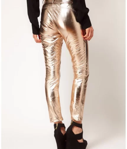 Metallic Golden Faux Leather Pants