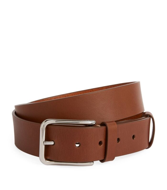 Brown Leather Belt With Steel Buckle