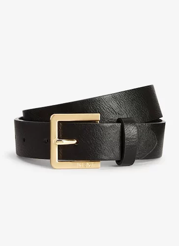 Black Leather Gold Buckle Belt