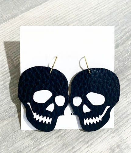 Leather Helloween Skull Earring