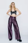 Metallic EggPlant Faux Leather Pants