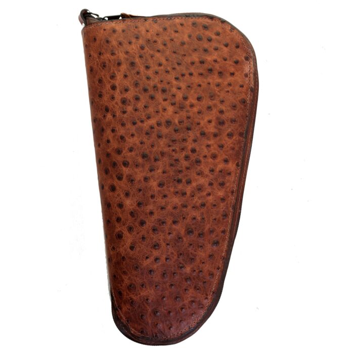 Cognac Ostrich Print Pistol Case