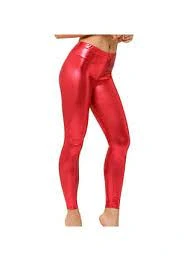 Metallic Red Faux Leather Pants