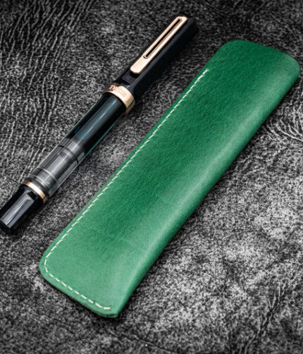 LEATHER GREEN SINGLE FOUNTAIN PEN COVER