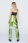 Metallic green Faux Leather Pants