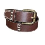 Leather Western Style Belt Gold Buckle