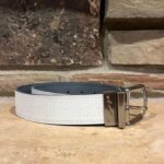 Nike White and Grey Leather Belt